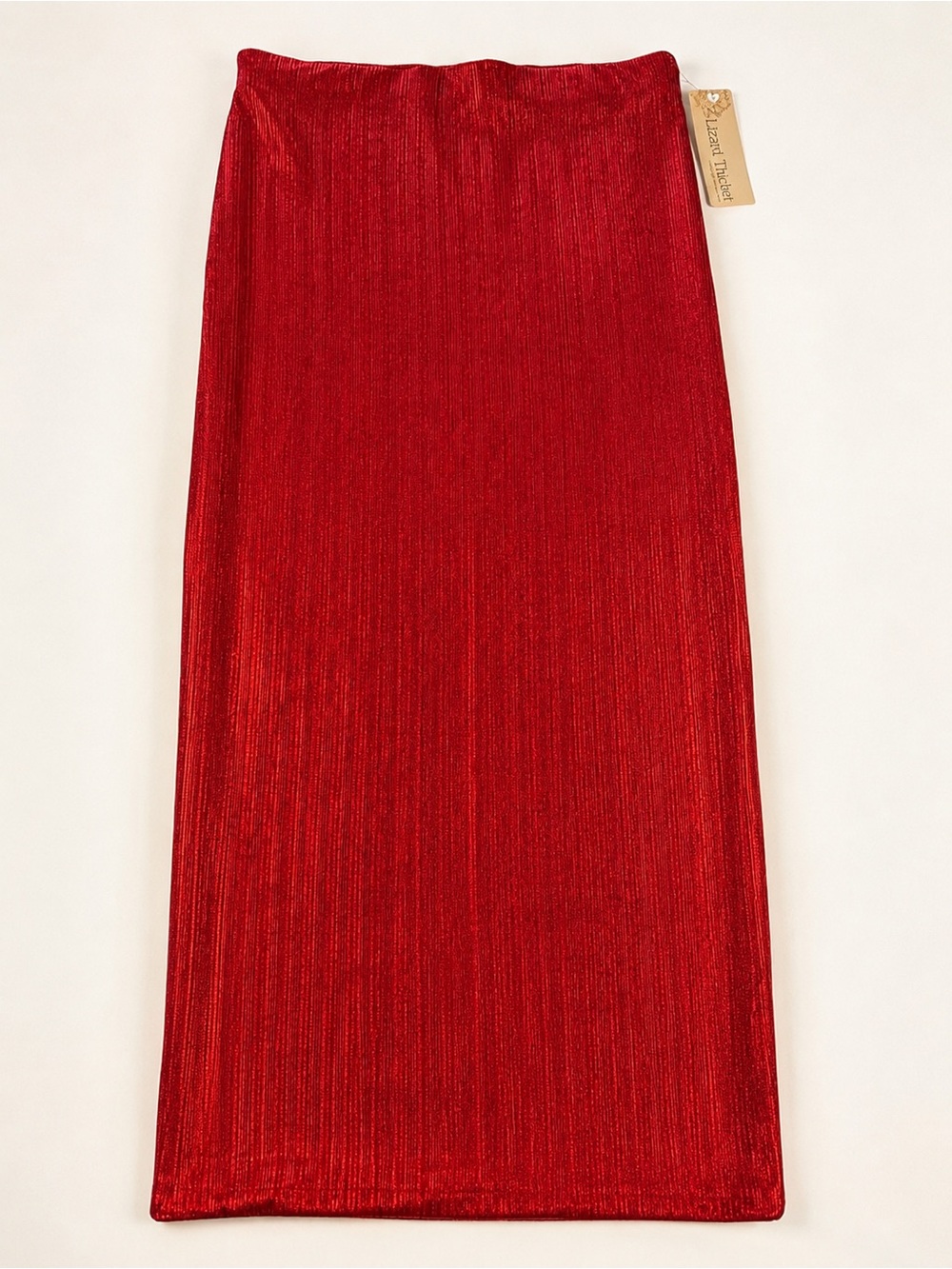 NWT Sunland17 Metallic Red Ribbed Maxi Skirt Size Small